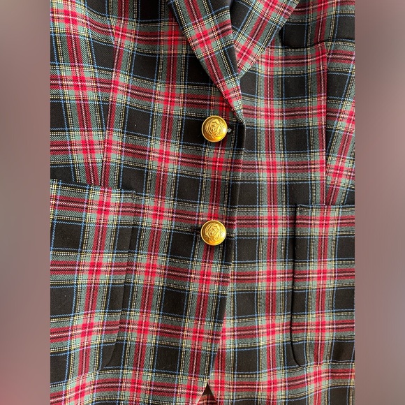 NWOT J.Crew Shrunken Blazer in Black Stewart Tartan Plaid Wool Jacket Sz 8 - Picture 3 of 8